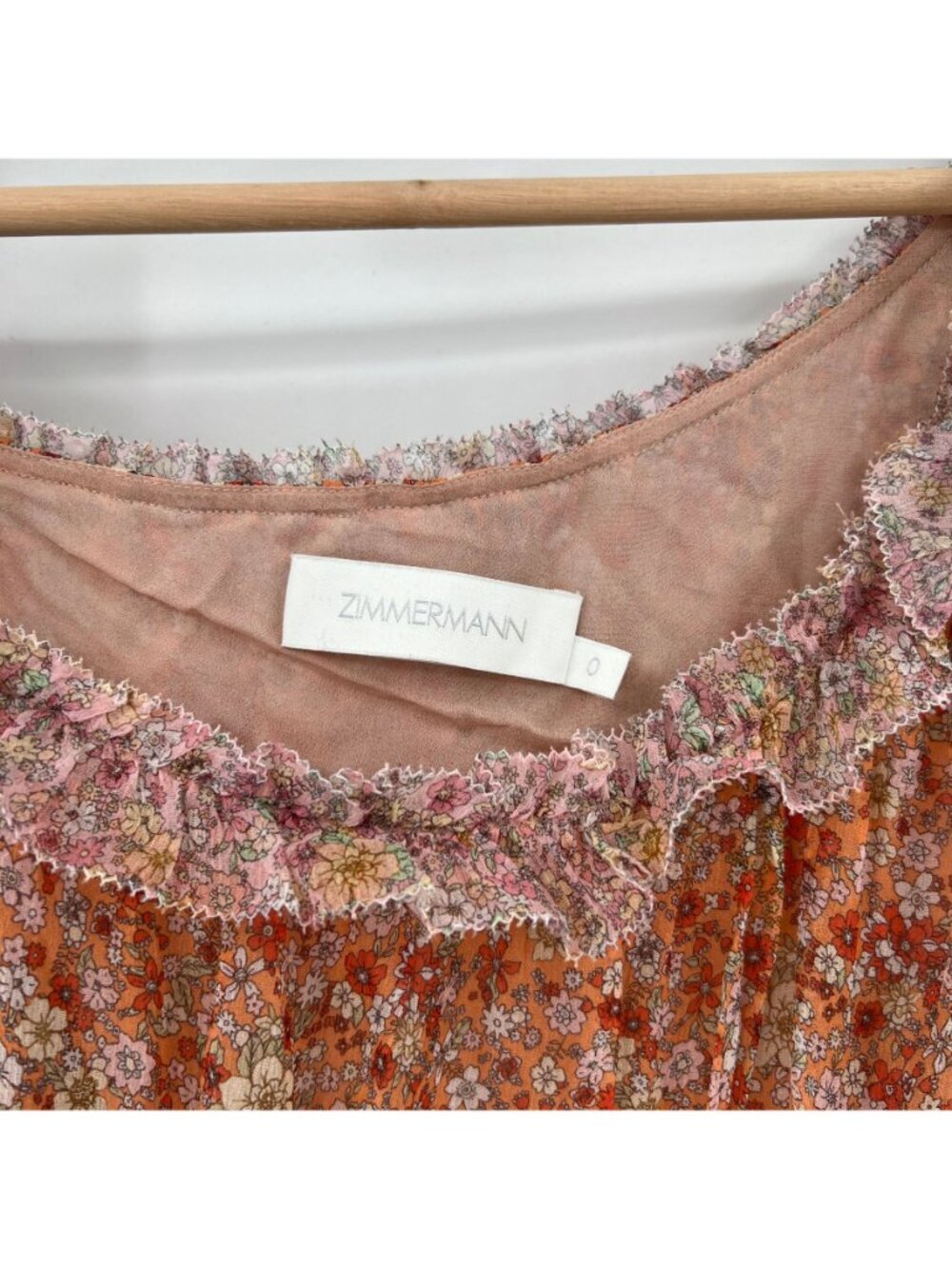 Zimmermann Carnaby Frill Floral Silk Cold Shoulder Asymmetrical Dress - Picture 5 of 8